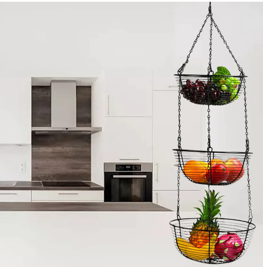 Kitchen Vibes: The 3-Tiers Hanging Fruit Basket – Style Meets Storage